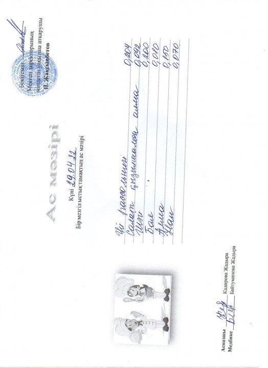Күнделікті ас мәзірі