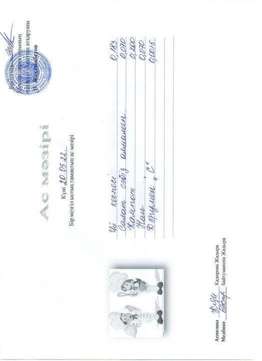 Күнделікті ас мәзірі