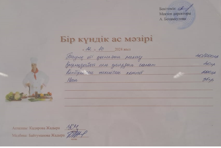 Күнделікті ас мәзірі