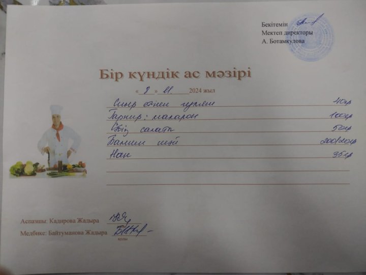 Күнделікті ас мәзірі