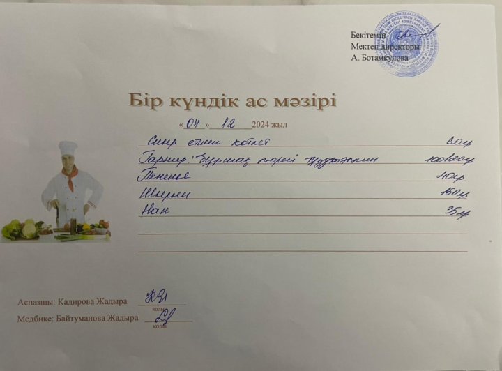 Күнделікті ас мәзірі