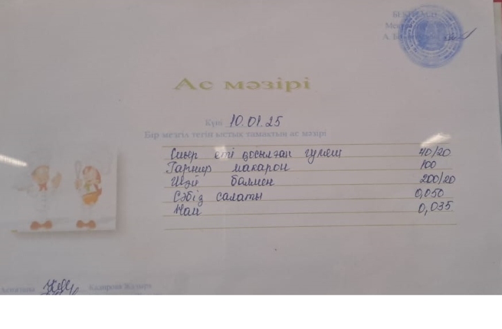 Күнделікті ас мәзірі