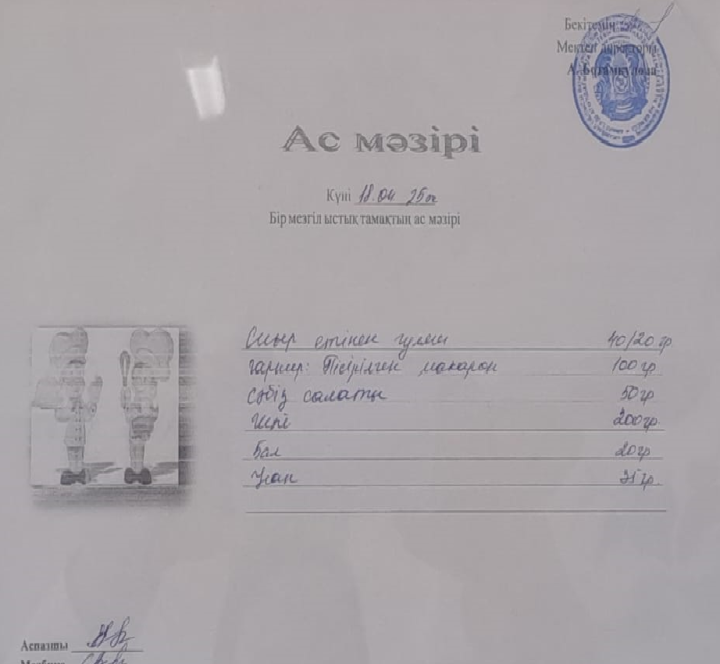 Күнделікті ас мәзірі
