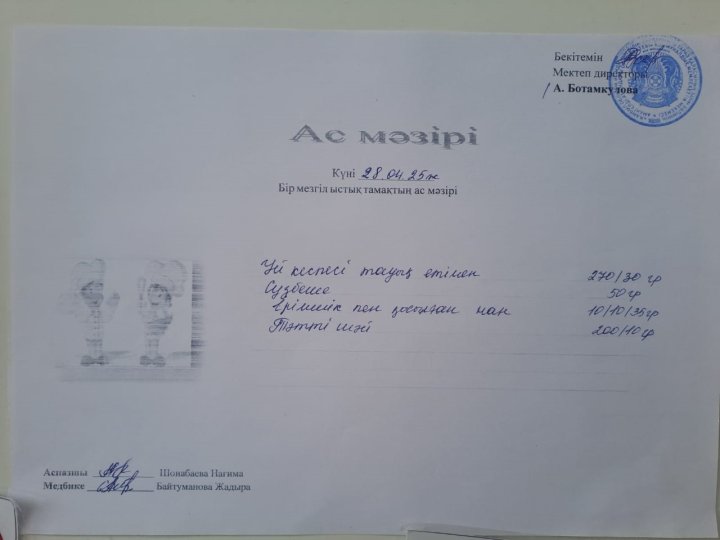 Күнделікті ас мәзірі
